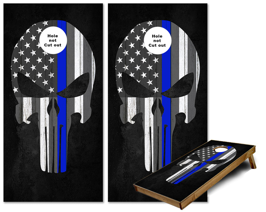 Thin Blue Line Punisher cornhole wraps