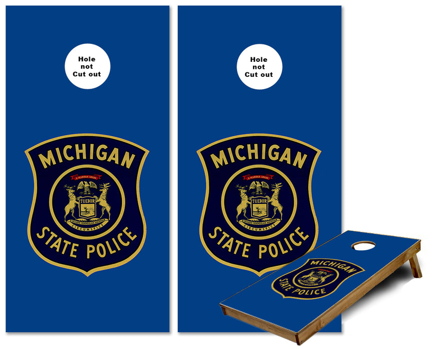 Michigan State Police cornhole wraps