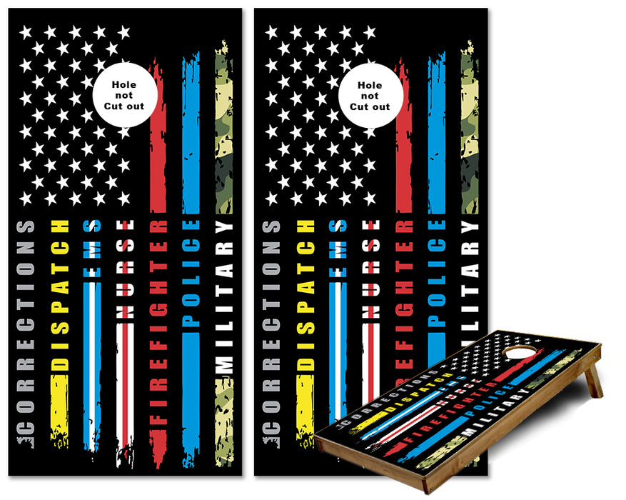 No one fights alone Service heroes cornhole wraps