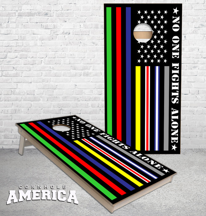 No one fights alone Service community Flag Cornhole Boards