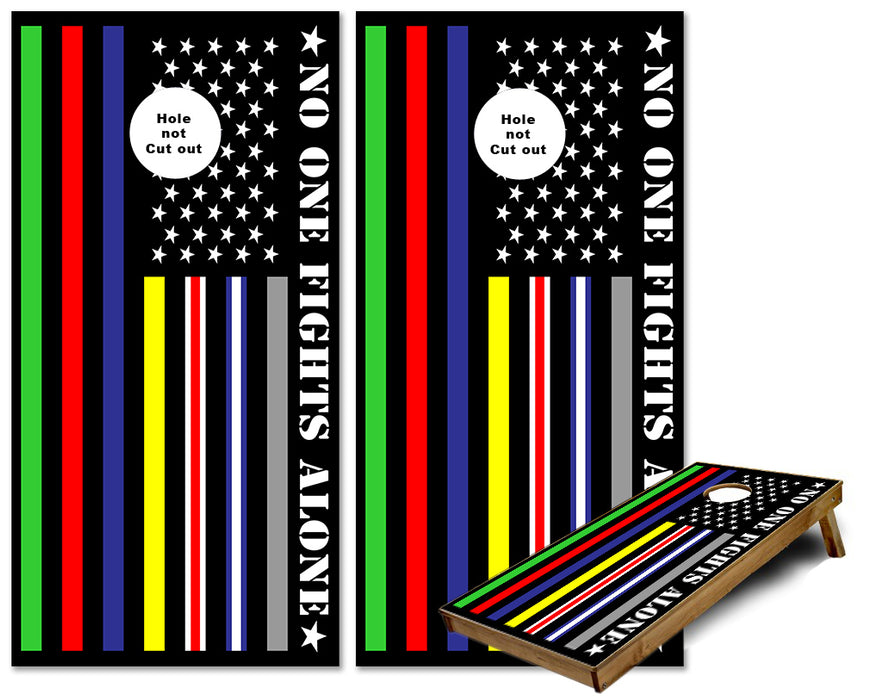 No one fights alone Service community Flag Cornhole wraps