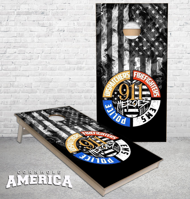 911 Service Heroes American Flag Cornhole Boards