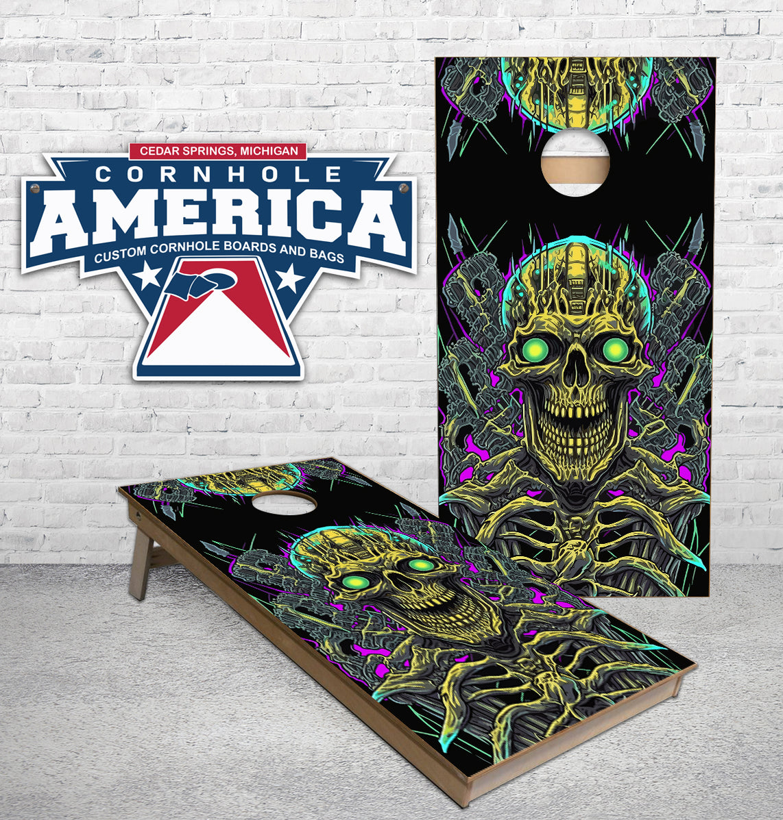 Psychedelic skeleton demon Cornhole Boards — Cornhole America