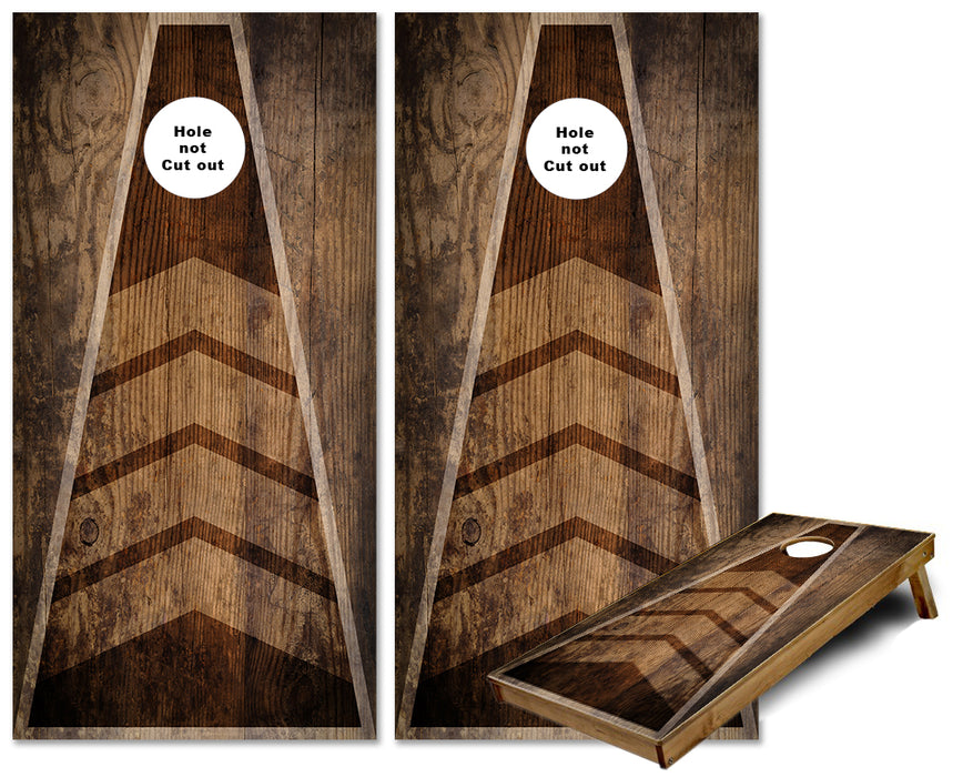 Dark Brown Triangle theme with arrows cornhole wraps