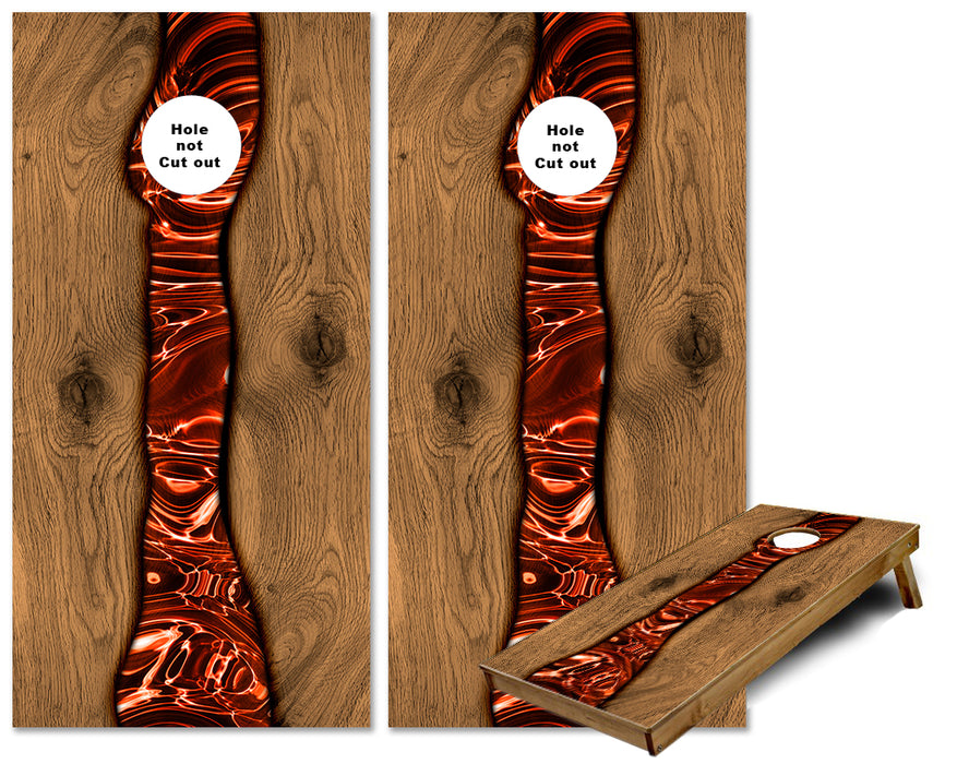 Fire Lava Epoxy wood look Cornhole wraps