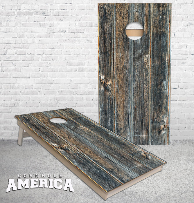 Hillbilly Grey Rustic Wood Cornhole Boards