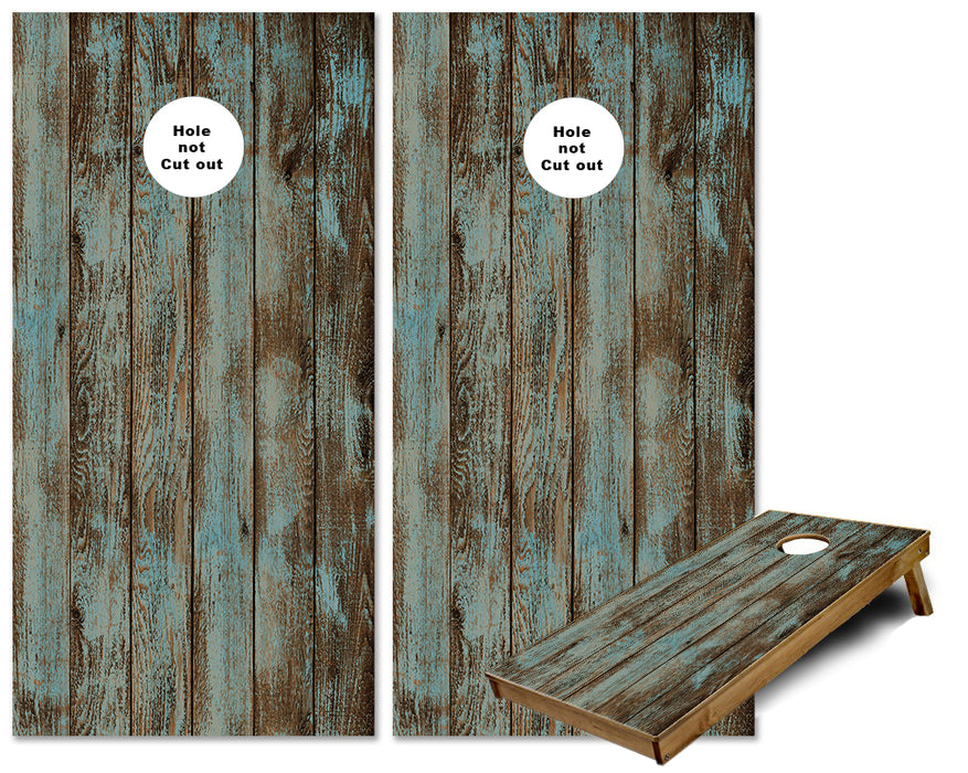 Blue Washed out barn wood cornhole wraps