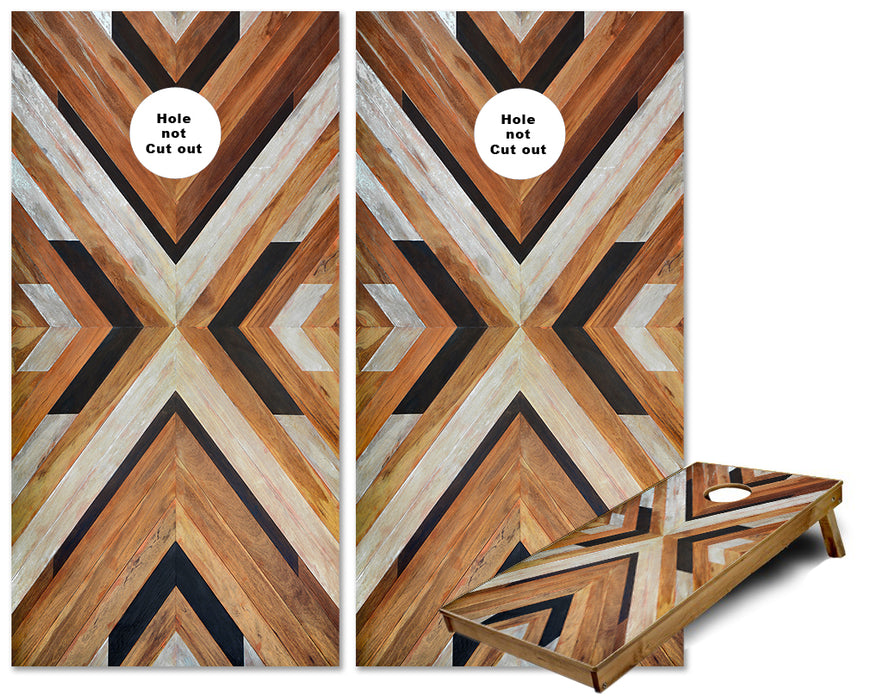 Parquet Natural Wood design cornhole wraps