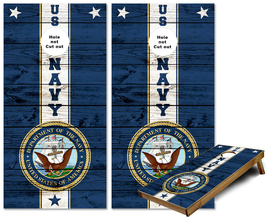 United States Navy wooden striped Design cornhole wraps