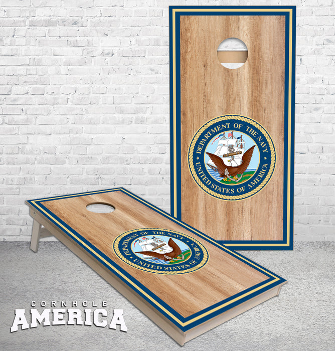 United States Navy with outer boarder stripes Cornhole Boards