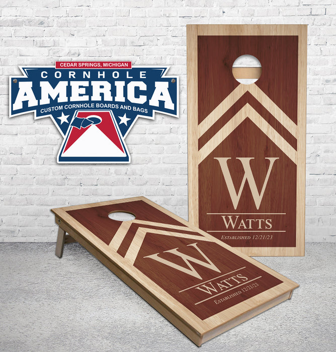 Custom Wedding Dark and Light triangles cornhole boards