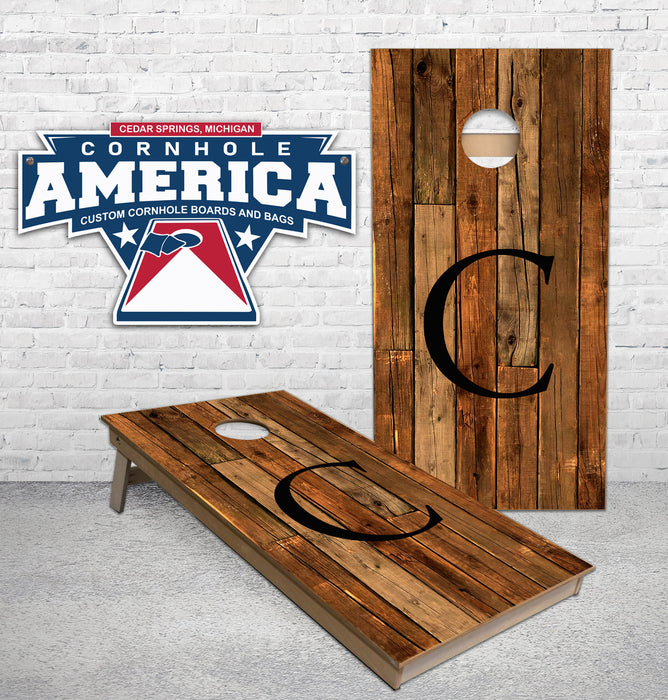 Barn Wood Wedding C cornhole boards