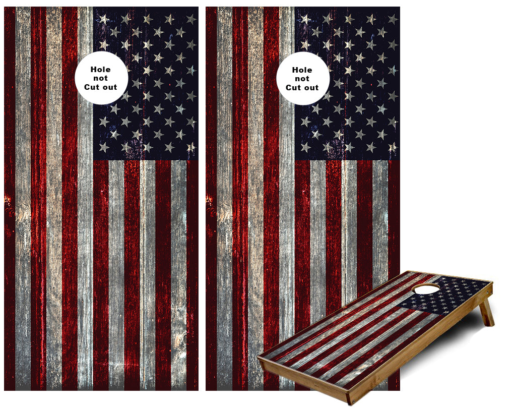 American Flag Weathered Look Cornhole Wraps — Cornhole America