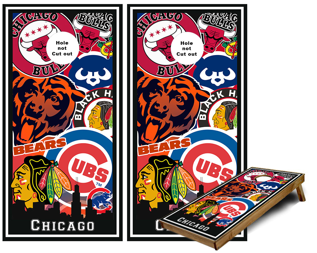 Chicago Sports Teams Cornhole Wraps