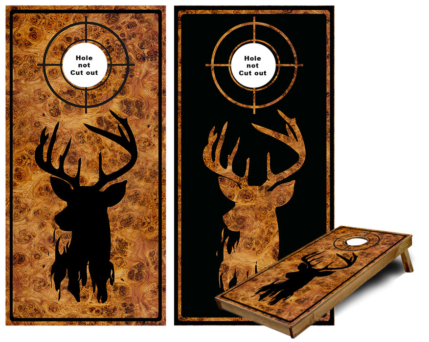 Whitetail Deer Buck birds eye maple fire Cornhole Wraps