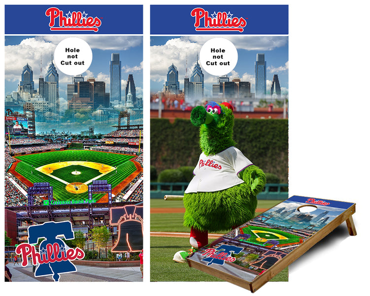 Philadelphia Eagles 76ers Flyers Phillies City Skyline Cornhole Boards