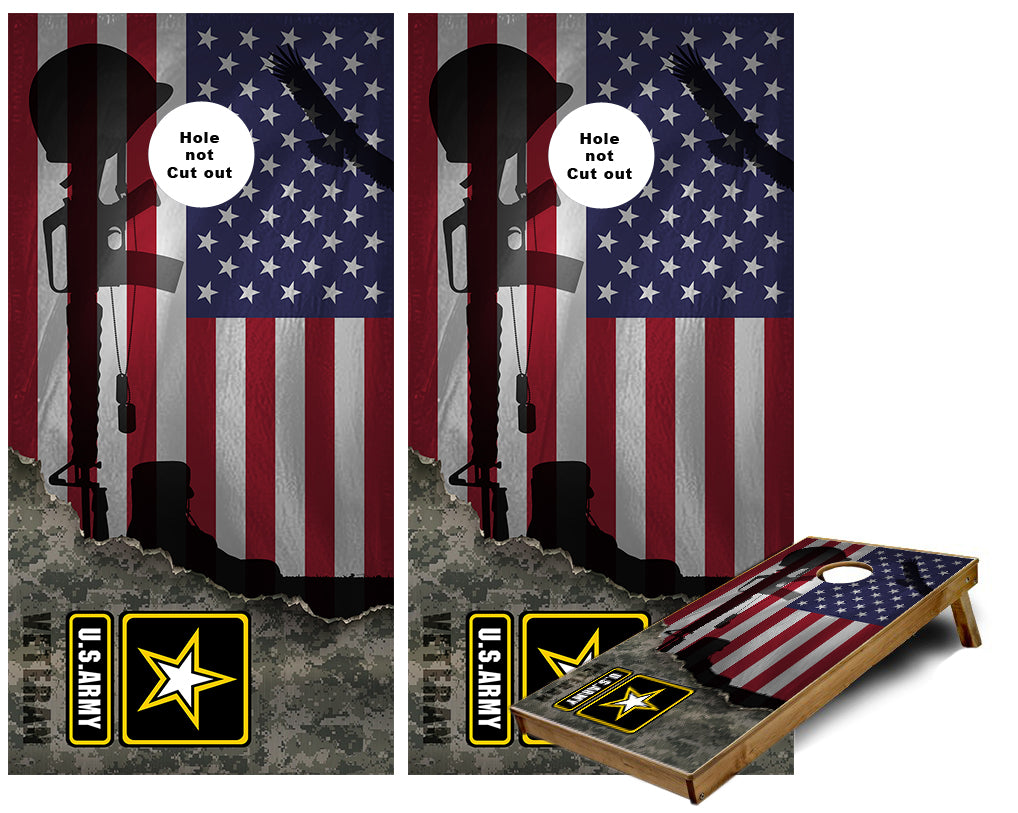 Army Veterans US Flag Cornhole Wraps — Cornhole America